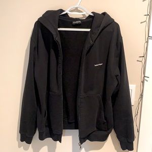 Balenciaga Zip Up, Logo, Hoodie, Black, Unisex, !!!